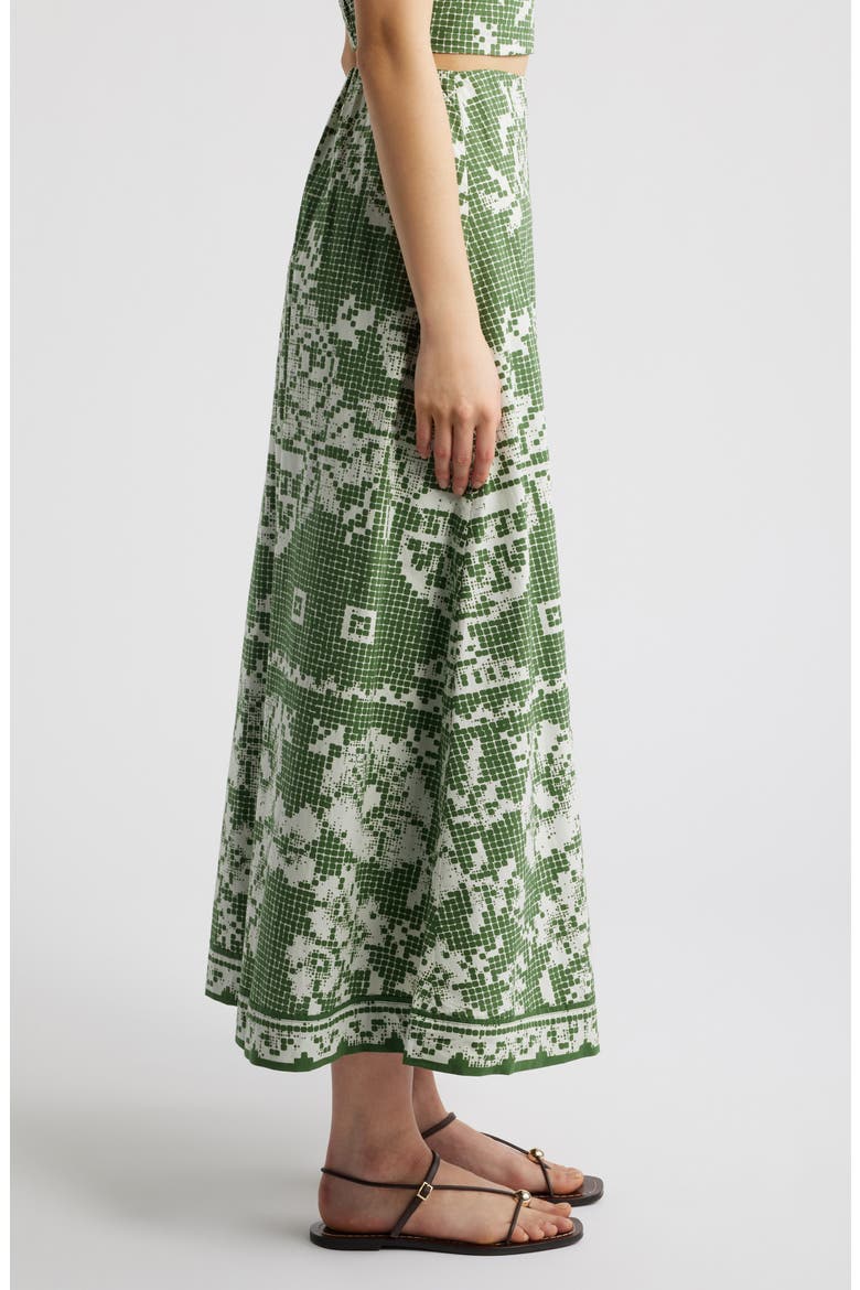 Jasmine Mixed Print Cotton Poplin Maxi Skirt, Alternate, color, VERDANT FLIGHT