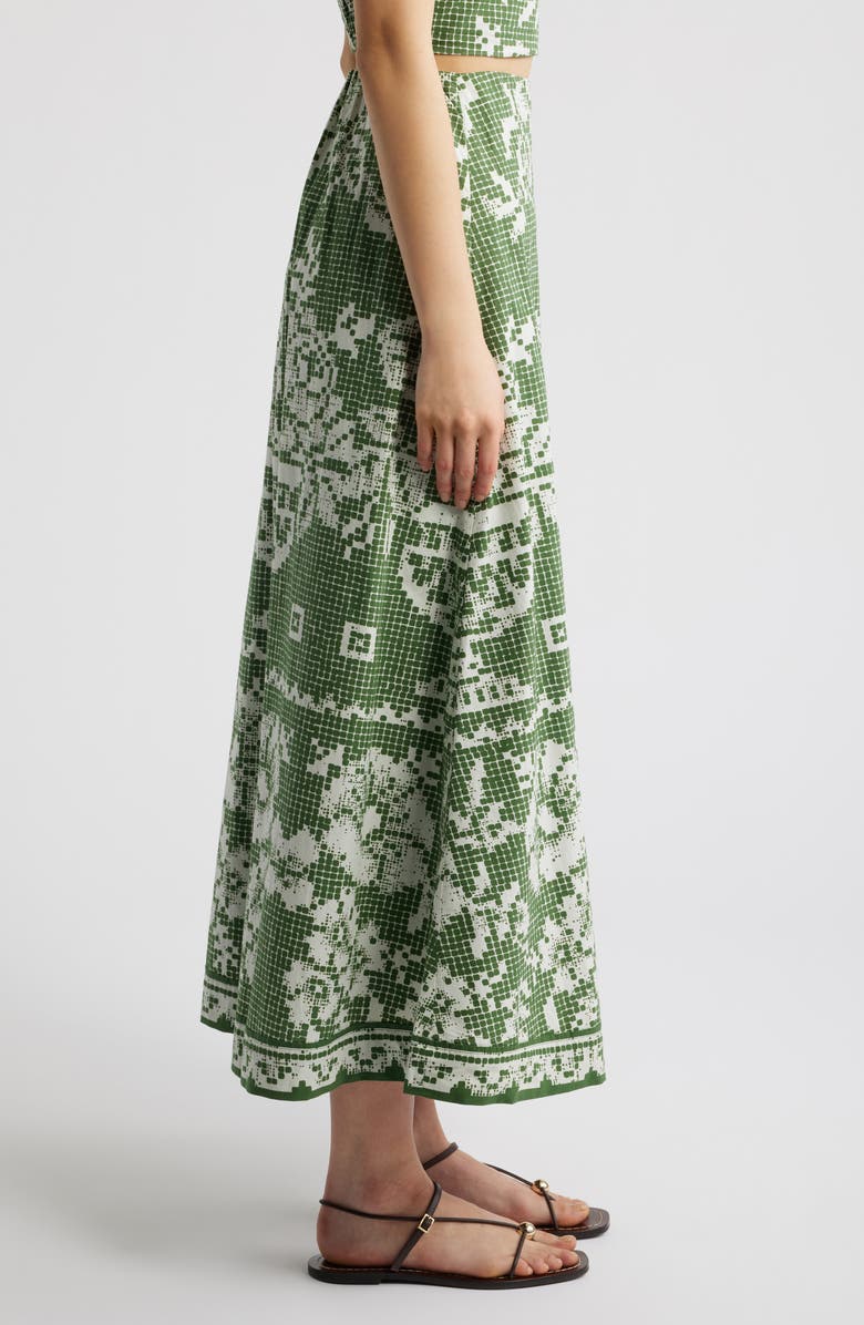 Cleobella Jasmine Mixed Print Cotton Poplin Maxi Skirt, Alternate, color, Verdant Flight