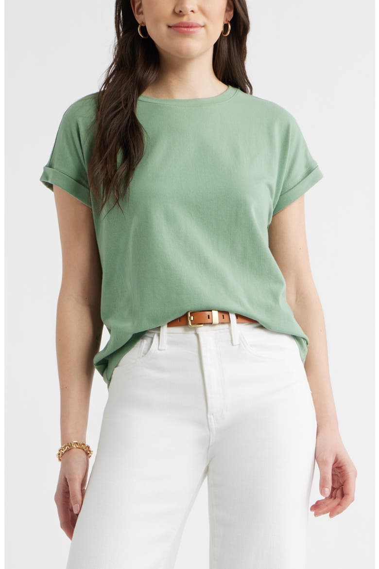 Cuff Sleeve T-Shirt, Main, color, GREEN HEDGE