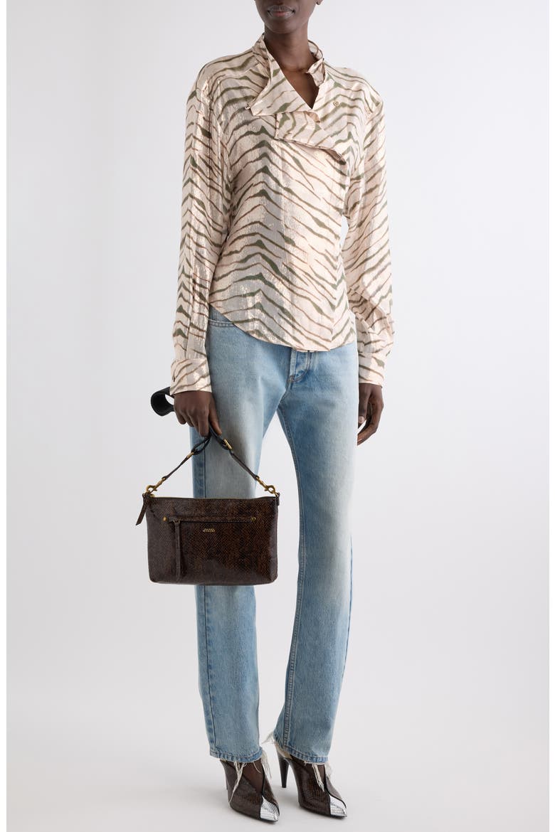 Folca Zebra Print Silk Blend Jacket, Alternate, color, BEIGE/ KHAKI