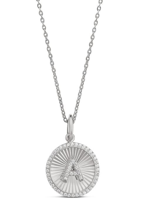 Fluted Round Initial Charm Necklace