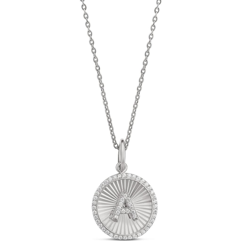Shymi Fluted Round Initial Charm Necklace In Gray