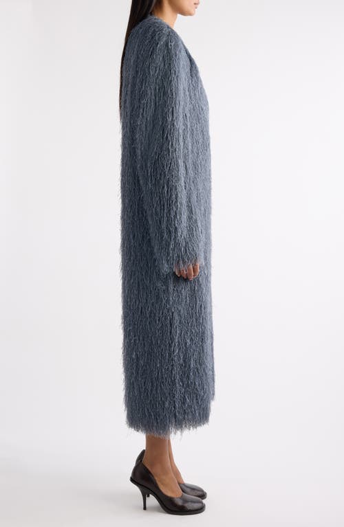 Dries Van Noten Rivla Eyelash Fringe Wrap Coat In Gray
