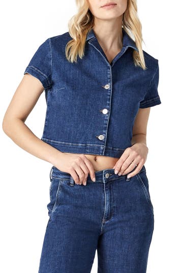 Mavi Jeans Keyla Crop Denim Shirt In Blue