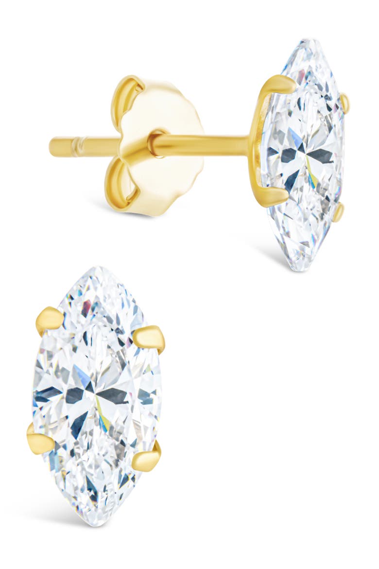 Marquise-Cut Cubic Zirconia Stud Earrings, Main, color, GOLD