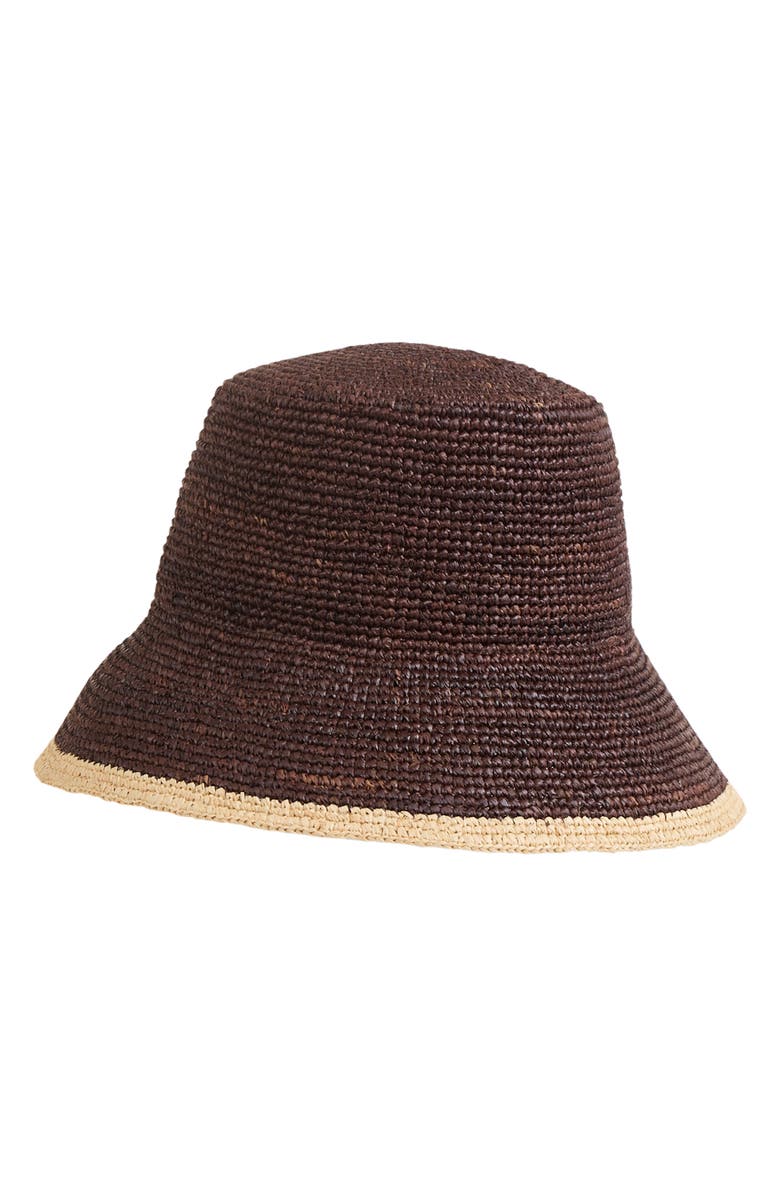 Vince Straw Bucket Hat, Alternate, color, Brown