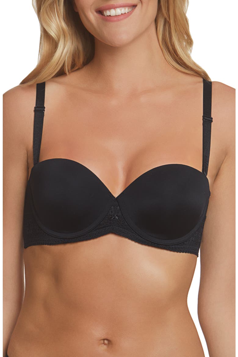Tessa Lace Convertible Strapless Bra with Spacer Cups, Alternate, color, BLACK