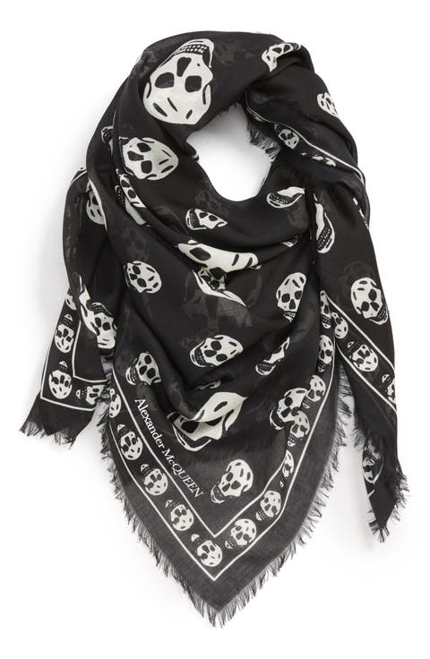 Alexander McQueen Skull Print Modal & Silk Scarf