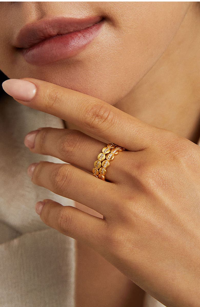 Dean Davidson Petite Pave Topaz Stacking Ring, Alternate, color, White Topaz/ Gold