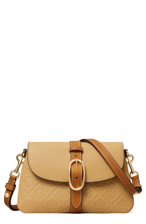 Small T Monogram Soft Pebble Leather Shoulder Bag