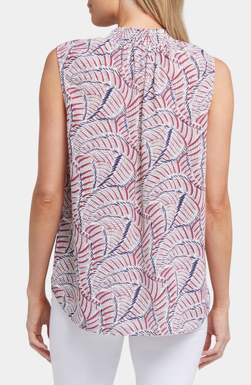 Nydj Gemma Sleeveless Smocked Neck Top In Calanda