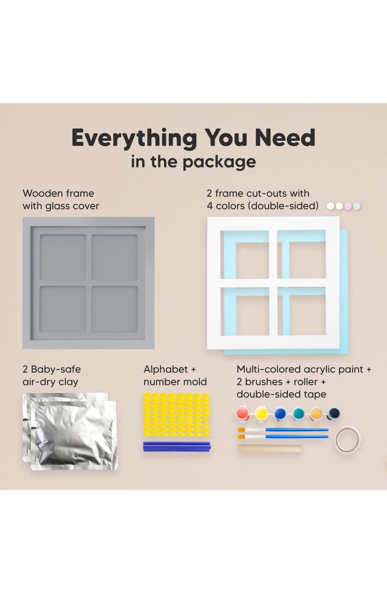 KeaBabies Ever Baby Hand & Footprint Keepsake Frame, Alternate, color, Cloud Gray