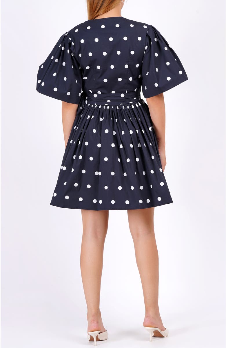 Leota Alena Mini Wrap Dress, Alternate, color, Small Polka Black White