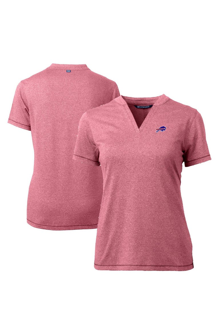 Women's Cutter & Buck Heather Red Buffalo Bills Forge Stretch Blade Polo, Main, color, Heather Red