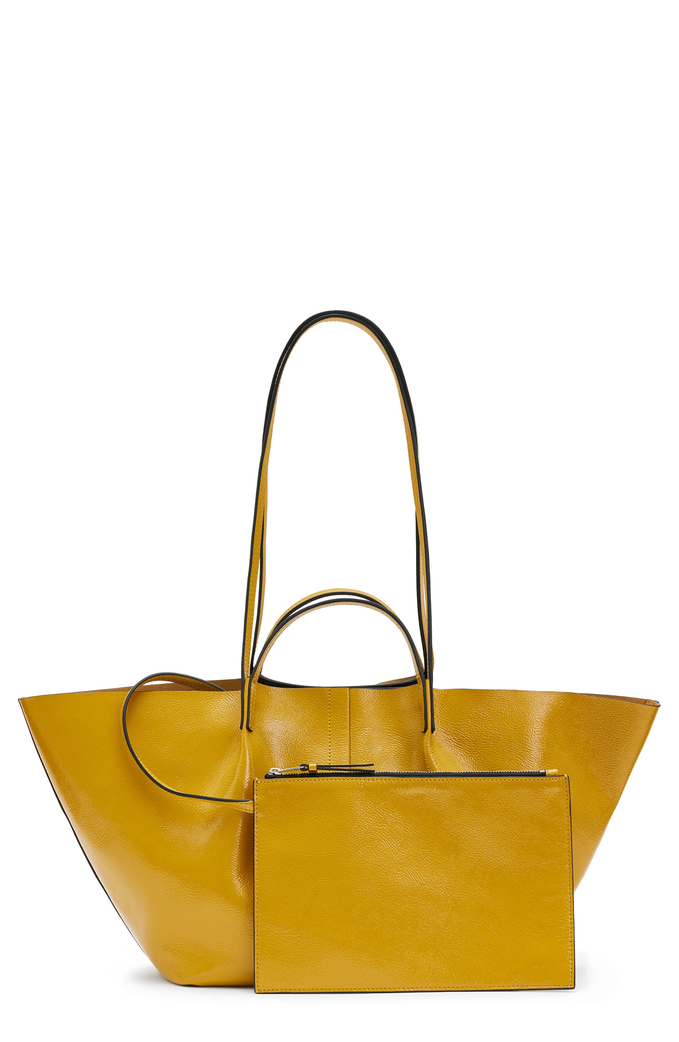 AllSaints Odette East/West Leather Tote, Main, color, 