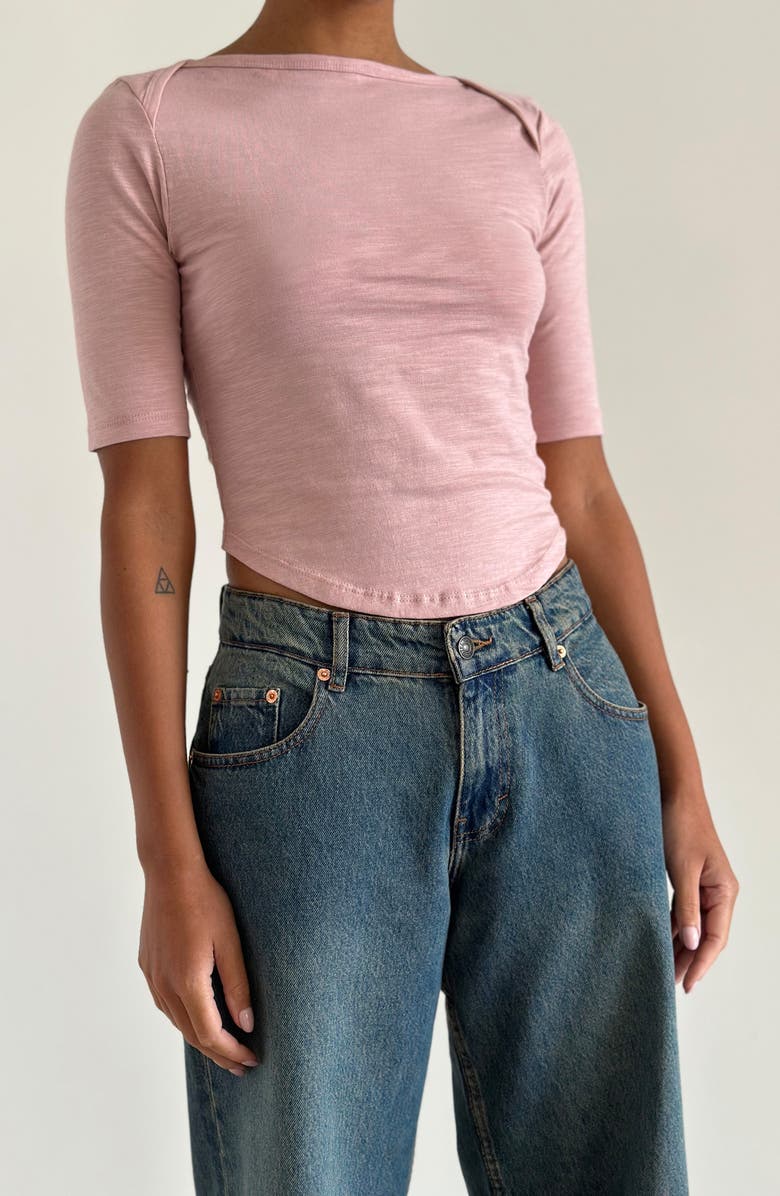 Motel Ralda Curved Jersey Top, Alternate, color, Pink Lady