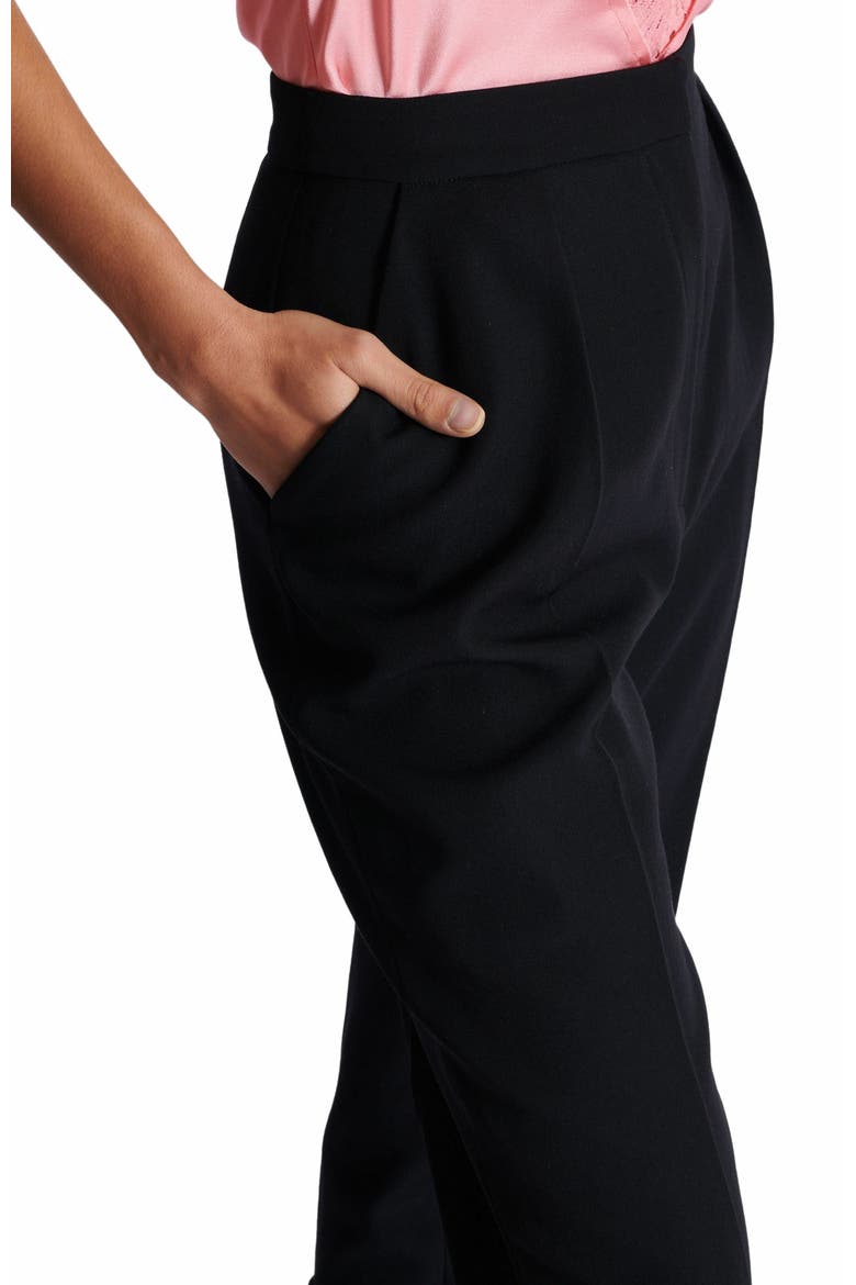 High-Waisted Grain De Poudre Trousers, Alternate, color, Black