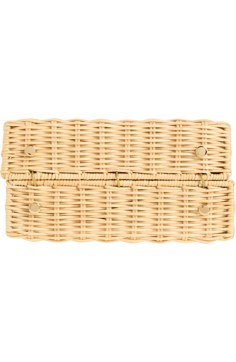 FERRAGAMO Small Iconic Top Handle Wicker Handbag, Alternate, color, Naturale Nero