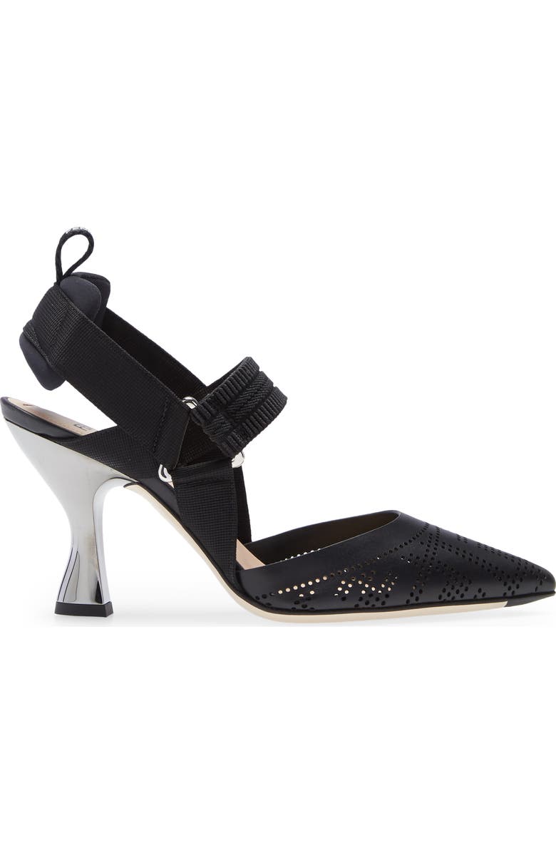 Fendi Colibri FF Perforated Pointed Toe Pump, Alternate, color,