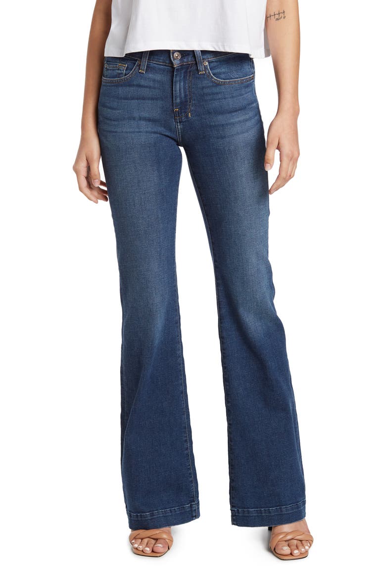 Dojo Contrast Denim Flare Denim Jeans, Main, color, SOFT VINTAGE HORIZON