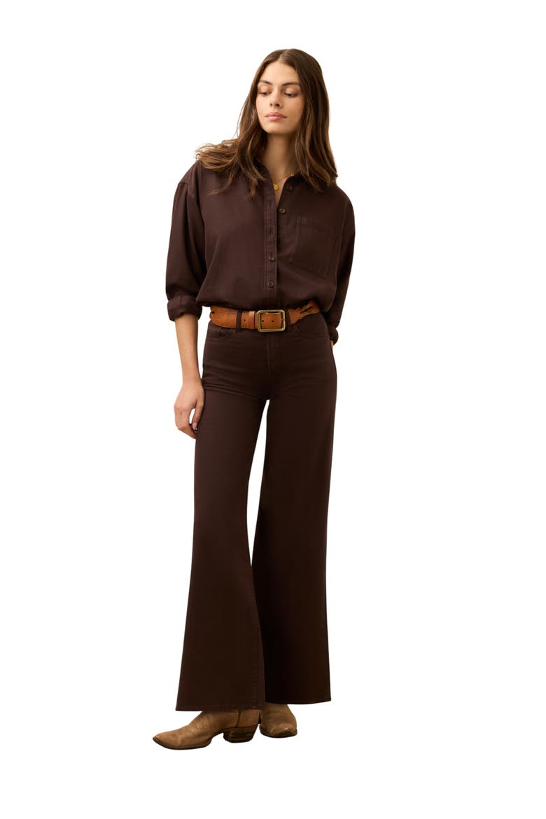 Sunfair Oversized Organic Cotton Denim Button-Up Shirt, Alternate, color, CHOCOLATE BROWN