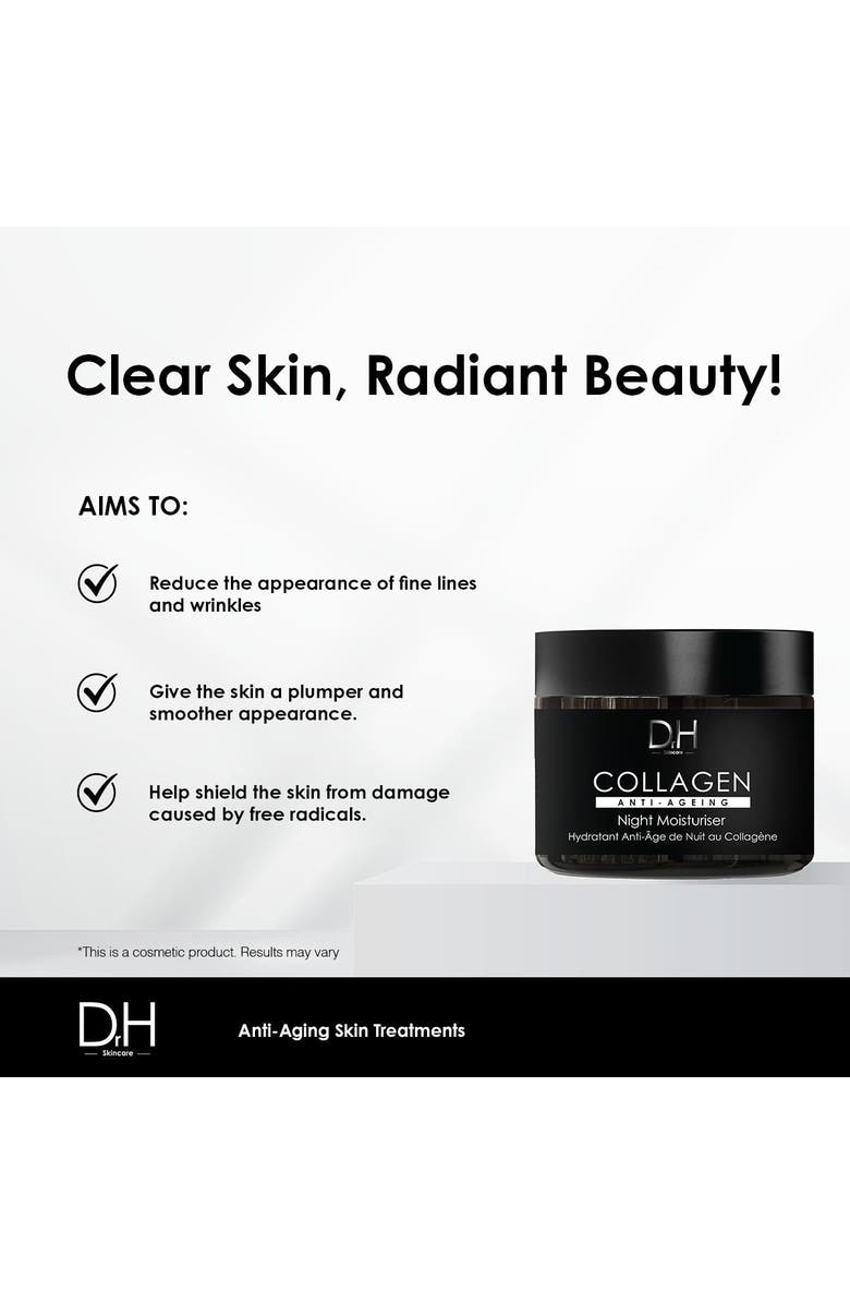 Dr H Collagen Anti-Ageing Night Moisturiser 60ml, Alternate, color, White