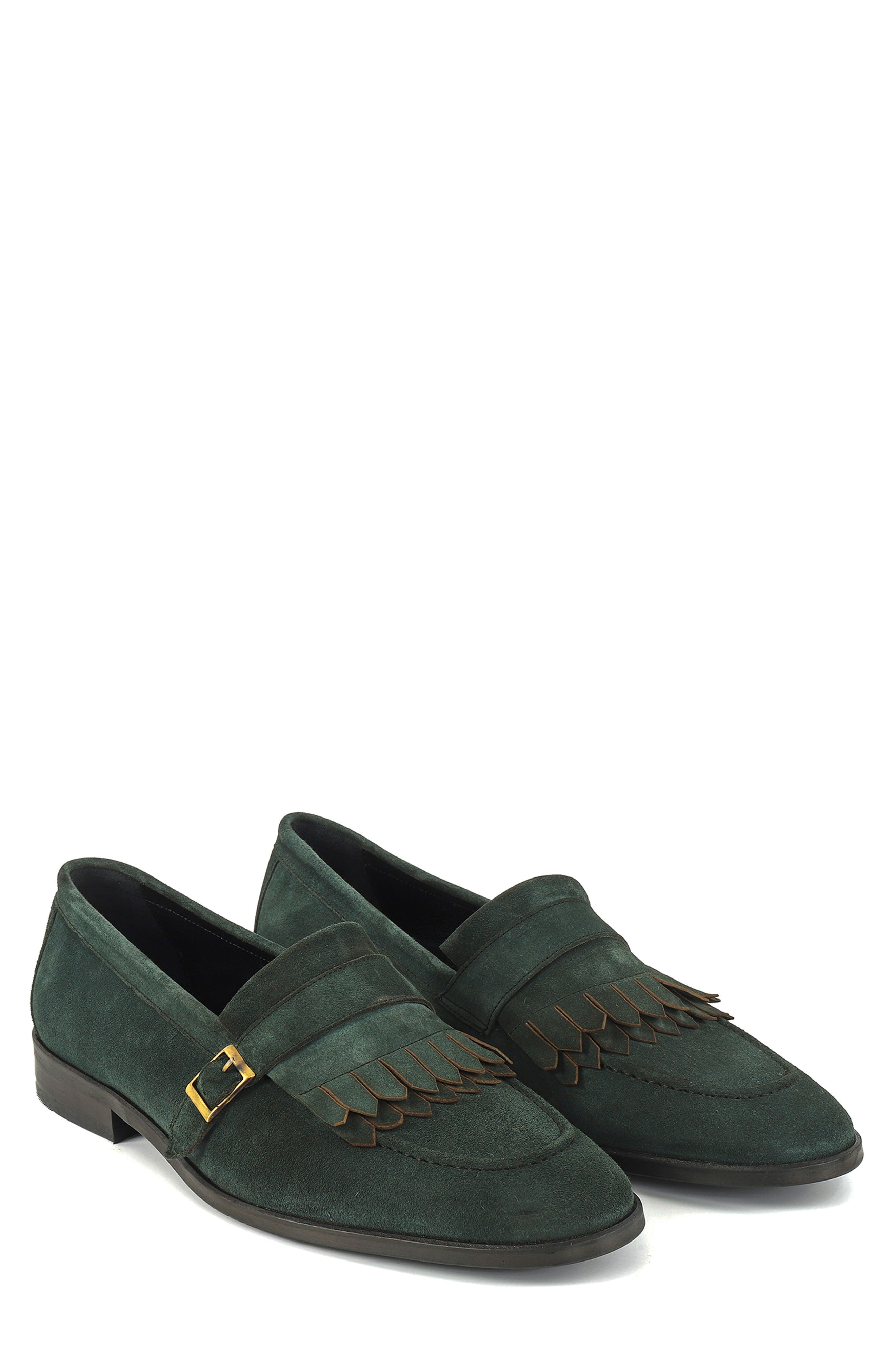 Agenta Kiltie Fringe Loafer, Alternate, color, DARK GREEN
