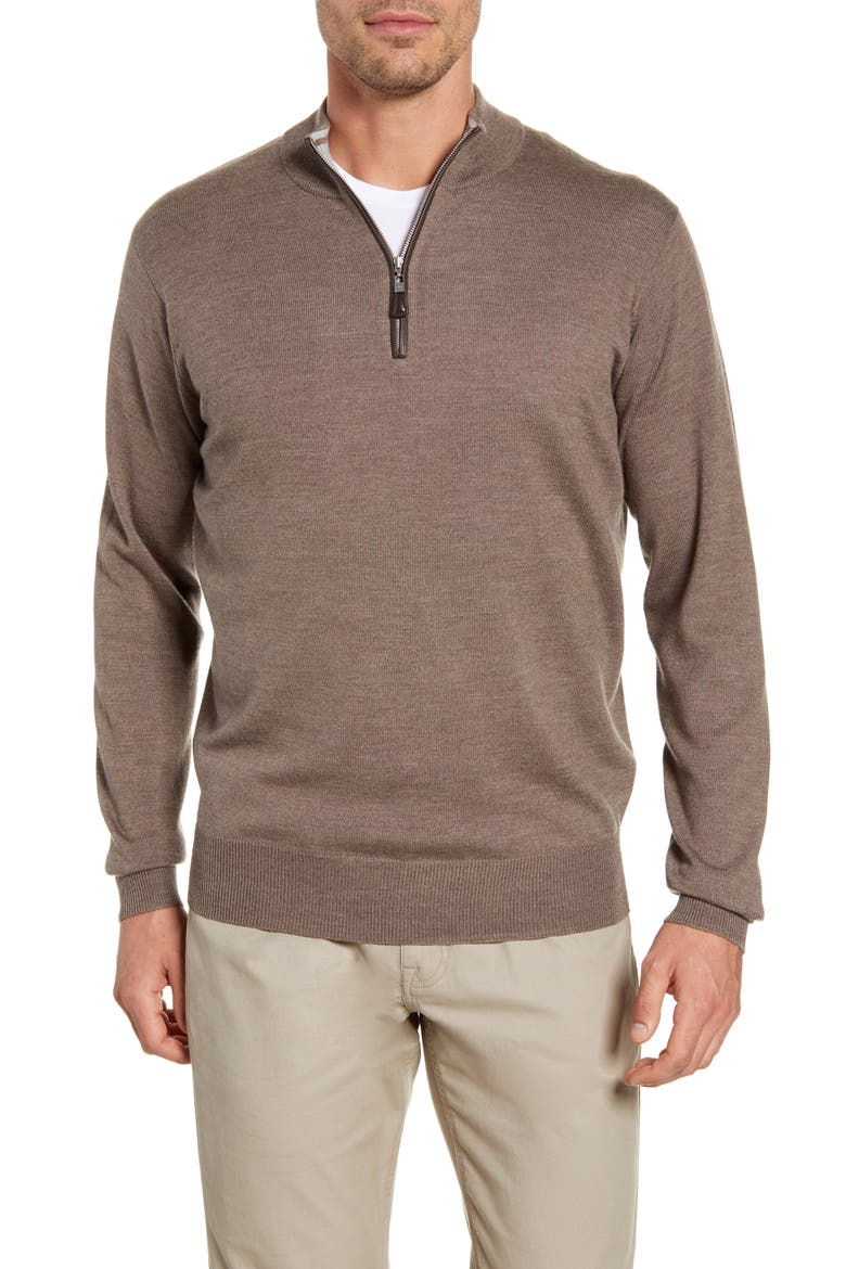 Crown Soft Wool Blend Quarter Zip Sweater, Main, color, RYE