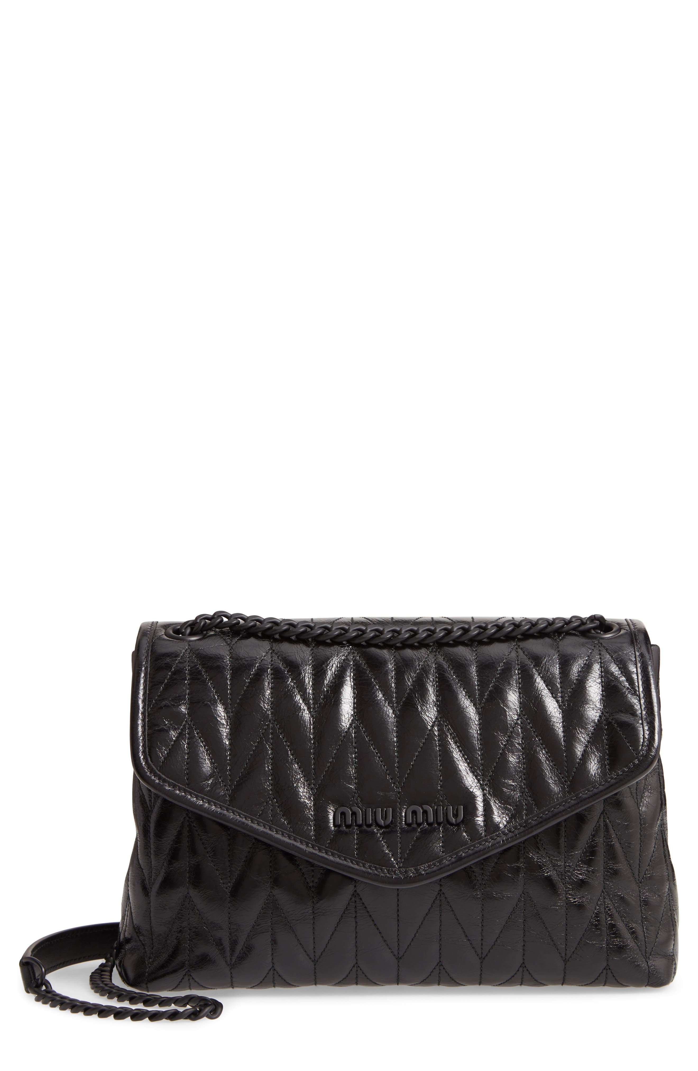 Miu Miu Matelassé Quilted Leather Shoulder Bag, Main, color, 