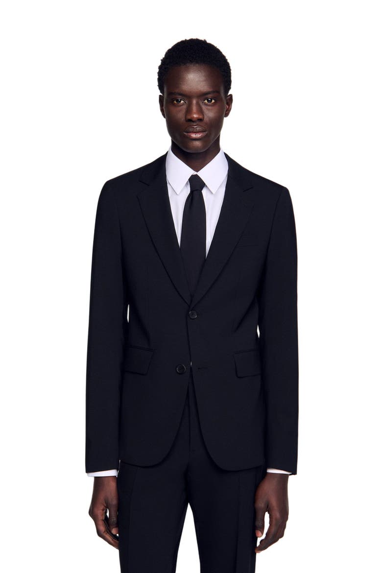 Virgin wool suit jacket, Main, color, Black