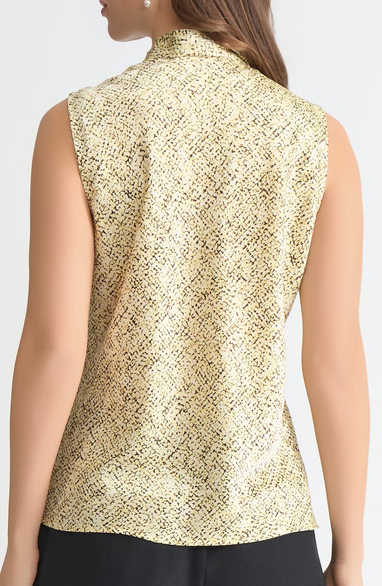 KASPER Tie Neck Sleeveless Bias Cut Satin Top, Alternate, color, Pale Yellow Multi