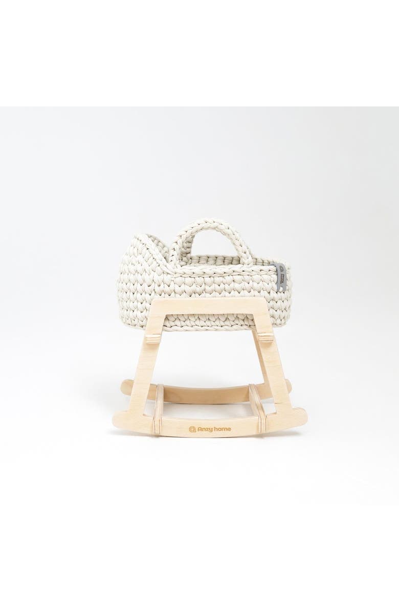 Anzy Home Mini Doll Moses Basket w/Rocking Stand, Main, color, White