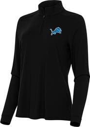 ANTIGUA Women's Antigua  Black Detroit Lions Intent Quarter-Zip Sweatshirt