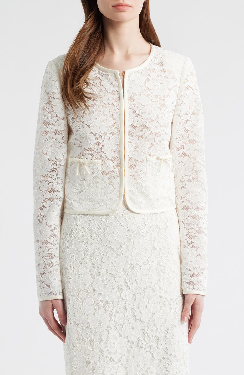 LoveShackFancy Junetta Lace Jacket, Main, color, Ivory