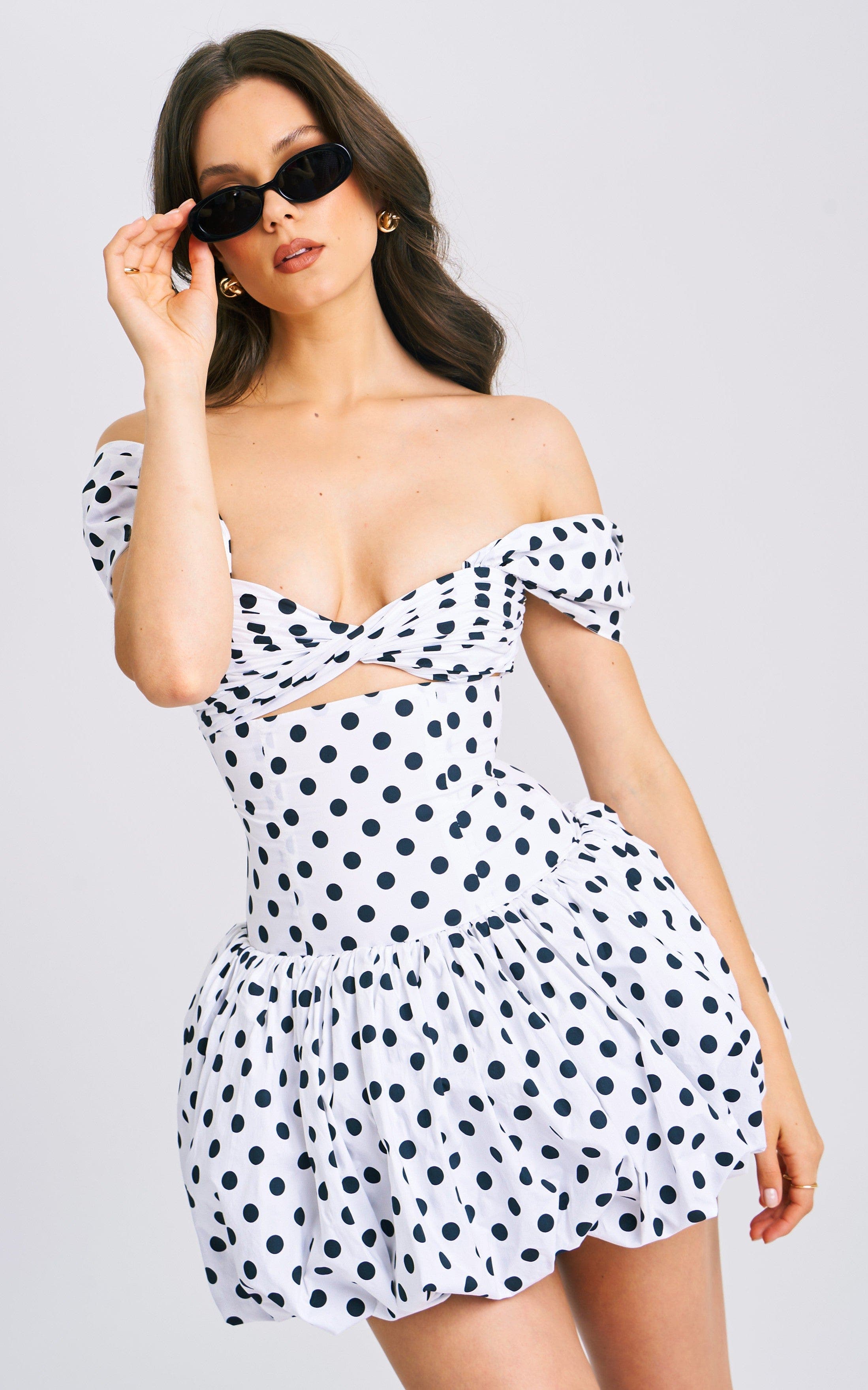 Umikaa Polka Dots Bubble Hem Mini Dress - image 2