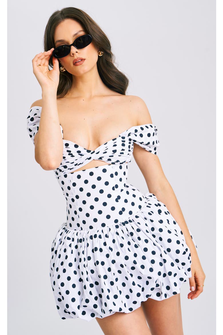 Umikaa Polka Dots Bubble Hem Mini Dress, Alternate, color, White Polka Dot
