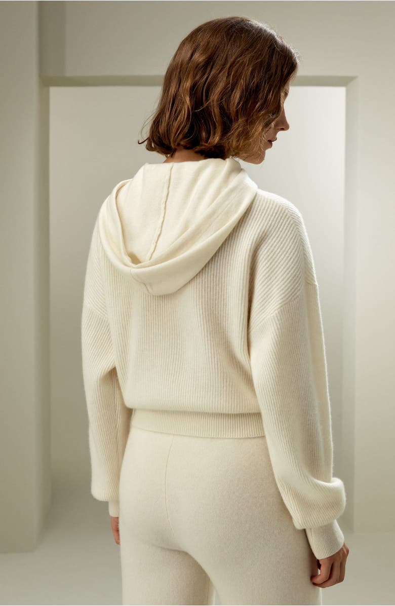 Lilysilk Women's Eshe 2-in-1 Cashmere Detachable Hoodie, Alternate, color, White