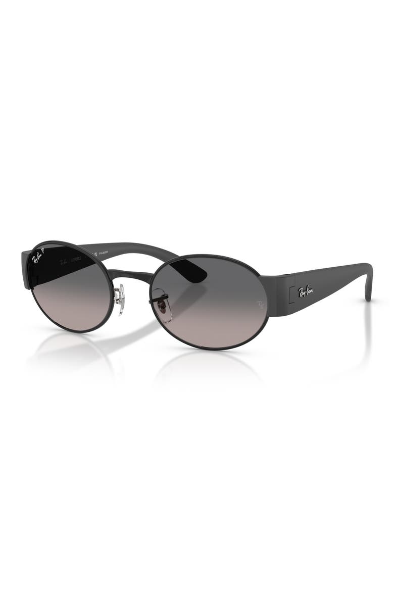 52mm Polarized Gradient Oval Sunglasses, Alternate, color, BLACK / GREY GRADIENT POLAR