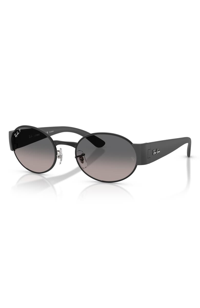 Ray-Ban 52mm Polarized Gradient Oval Sunglasses, Alternate, color, Black / Grey Gradient Polar