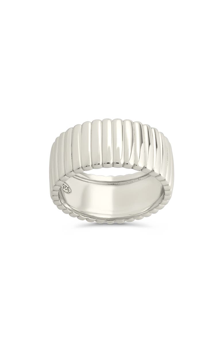 Sterling Forever Robyn Ribbed Band Ring, Main, color, Silver