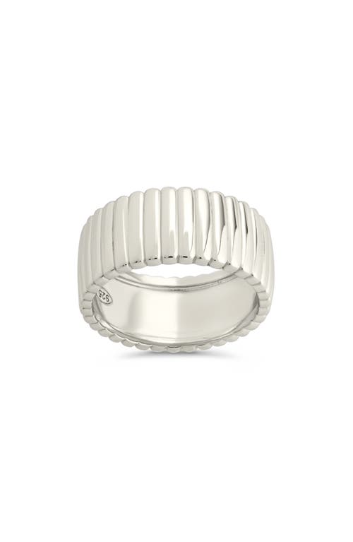 Sterling Forever Robyn Ribbed Band Ring In Metallic