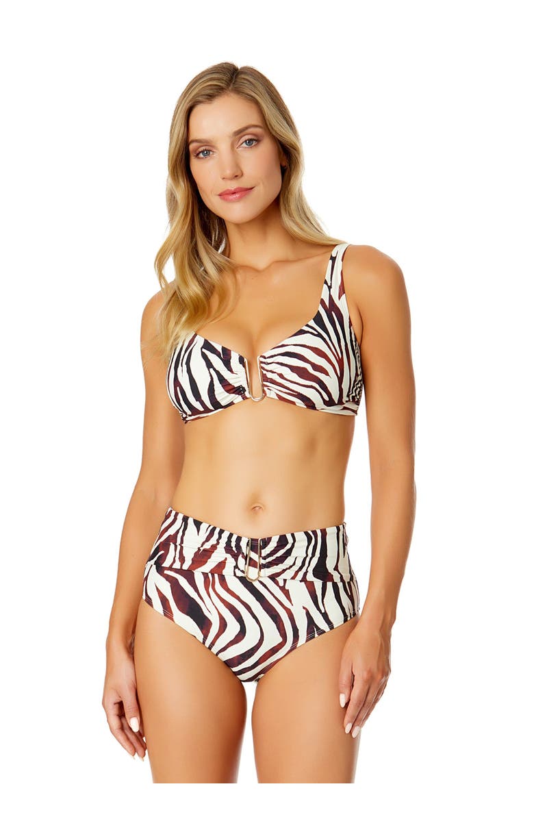 Anne Cole Women's Tiger Dance Ring Front Underwire Bikini Swim Top, Main, color, Tiger Dance