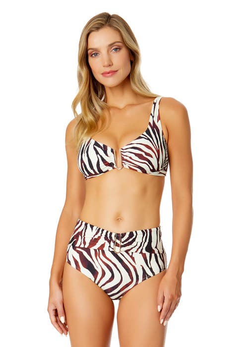 ANNE COLE TIGER DANCE RING FRONT UNDERWIRE BIKINI SWIM TOP