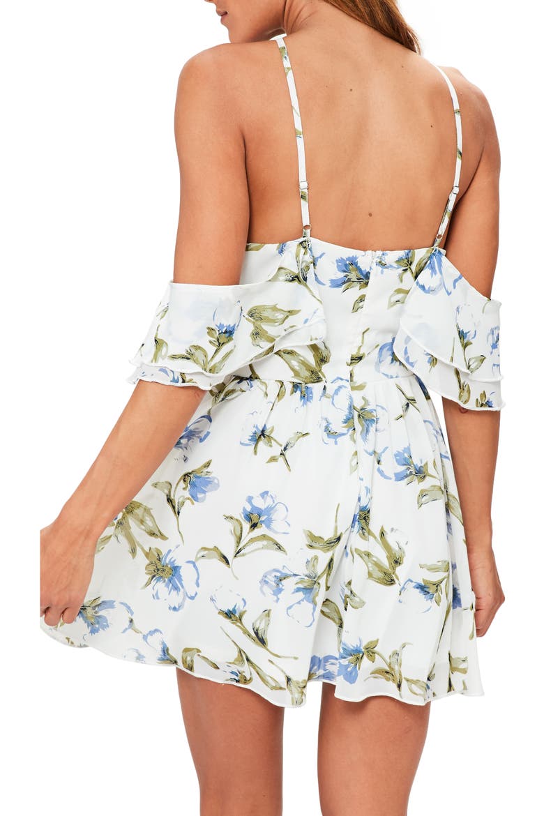 Floral Off the Shoulder Minidress, Alternate, color, WHITE