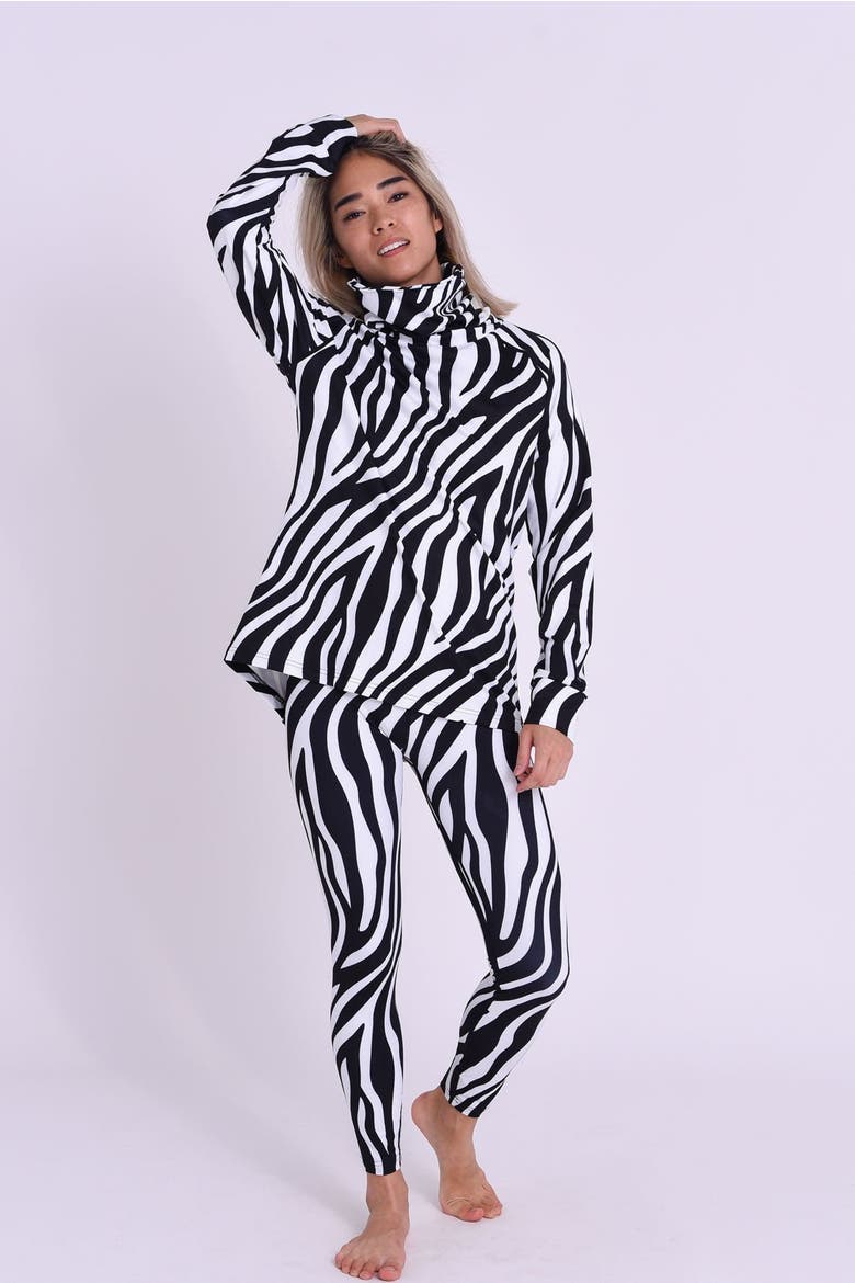 High Neck Baselayer Top - Hotel California Zebra Print Women's, Alternate, color, multi-colour