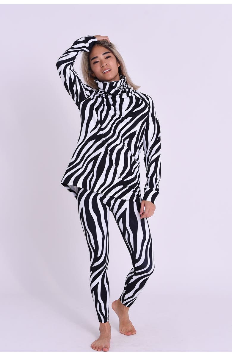 OOSC High Neck Baselayer Top - Hotel California Zebra Print Women's, Alternate, color, Multi-Colour