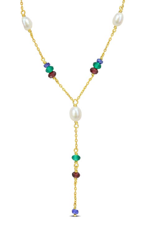 Sapphire & Garnet Lariat Necklace