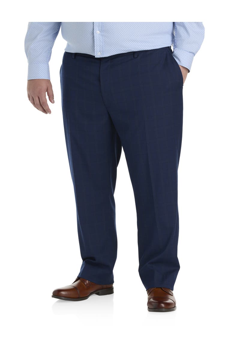 Big & Tall Windowpane Suit Pants, Main, color, NAVY