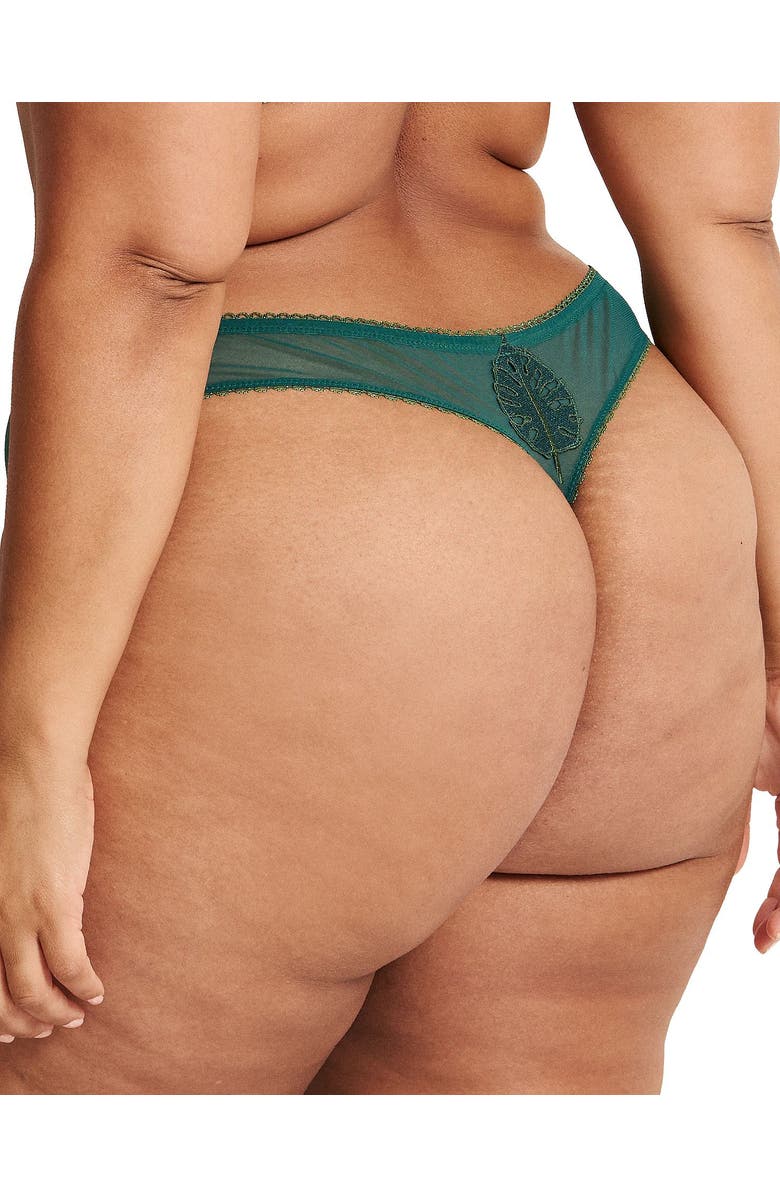 Adore Me Alyshia Thong Panties, Alternate, color, Dark Green