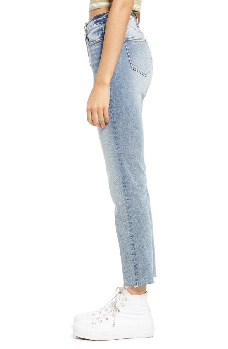 Vigoss High Waist Raw Hem Ankle Straight Leg Jeans, Alternate, color, 